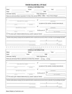 thumbnail of Rhode Island Motor Vehicle Bill of Sale Form